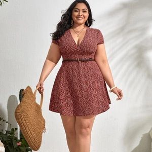 Plus plunging neck print dress. Never worn